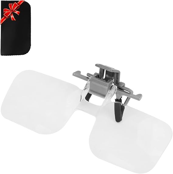 Clip On Magnifiers for Eyeglasses, 2X Magnifying Glasses Flip Up/Down Reading Glasses Reader for Women Men for Reading, Computer Use, Sewing, Close Work