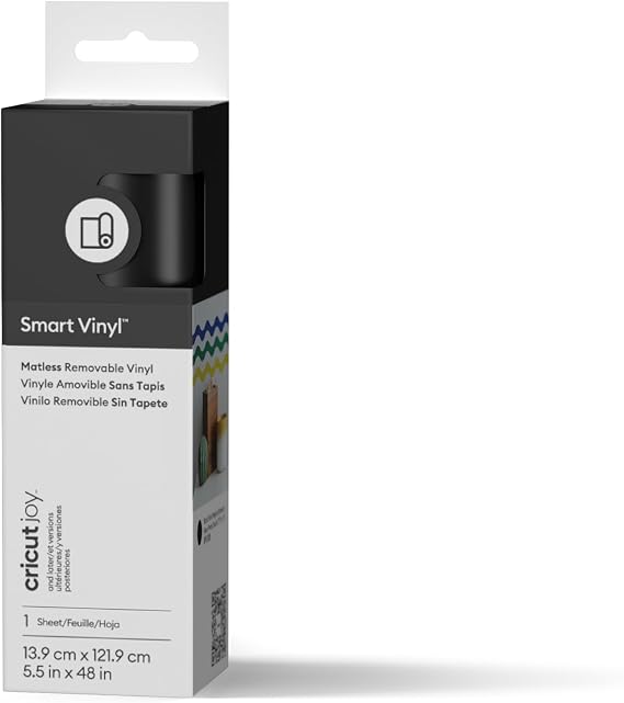 Cricut Smart Removable Vinyl, Black, 13.9cm x 1.2m, Ideal for Personalised Decals, Labels & DIY Crafts, removes Without Residue, for All Cricut Cutting Machines