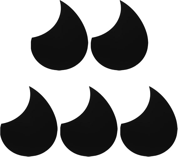 MECCANIXITY 5 Pcs Acoustic Guitar Pickguard Guitar Guard Plate Fit 36 Inch Self Adhesive Right Handed Acoustic-Electric Guitar Parts 98x134mm Water Drop Shape Black
