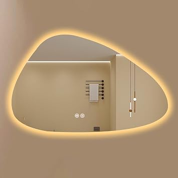 50x70cm HD LED Bathroom Mirror - Touch Control, Anti-Fog, 3-Color Lighting, 40x60cm 60x80cm 70x90cm Waterdrop Wall Mirror(Size:40x60cm/15.7x23.6in,Color:3 Colors + Anti-Fog)