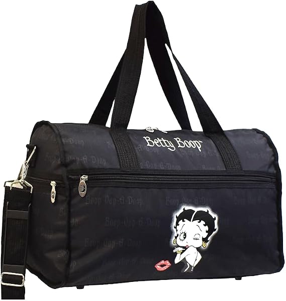 Betty Boop canvas Duffel 19" travel Bag Shoulder overnight handbag FACE black