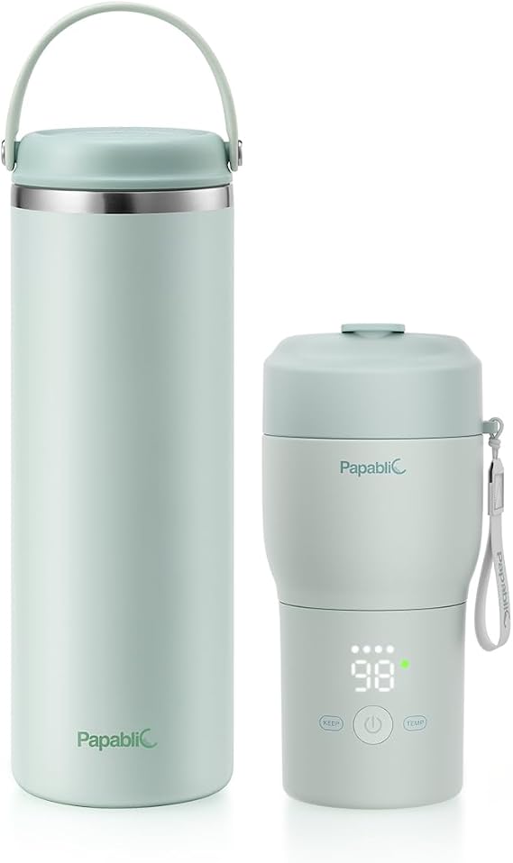 Papablic Portable Bottle Warmer Pro for Travel Bundle with Papablic Innovative 360 CapsuleChill Breastmilk Cooler