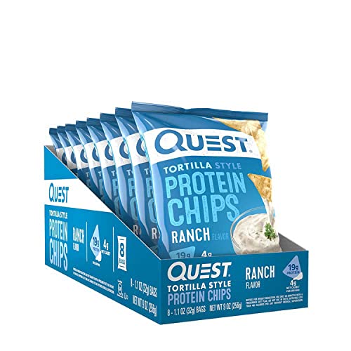 Quest Nutrition Tortilla Style Protein Chips, Ranch, Low Carb, Gluten Free, Baked, 1.1 Ounce Pack of 8