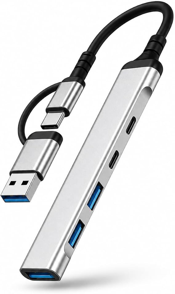 Coverzone USB Type-C Hub Çoklayıcı 5 in 2 | 3x USB 2.0 + 2x Type-C Port, Laptop Tablet Telefon Uyumlu, Hızlı Veri Aktarım ve Şarj Desteği, GL-315