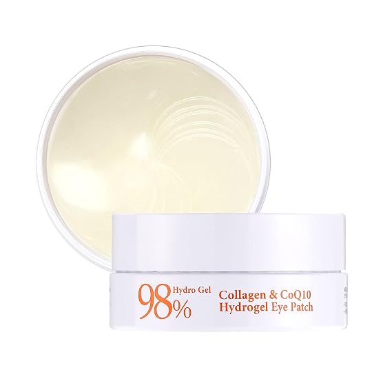 Petitfee Collagen & CoQ10 Hydrogel Eye Patch 60ea - Collagen Under Eye Mask for Intense Hydration, Skin Elasticity, CoenzymeQ10, Aloe Vera, Green Tea Extract for Puffy Eyes and Dark Circles