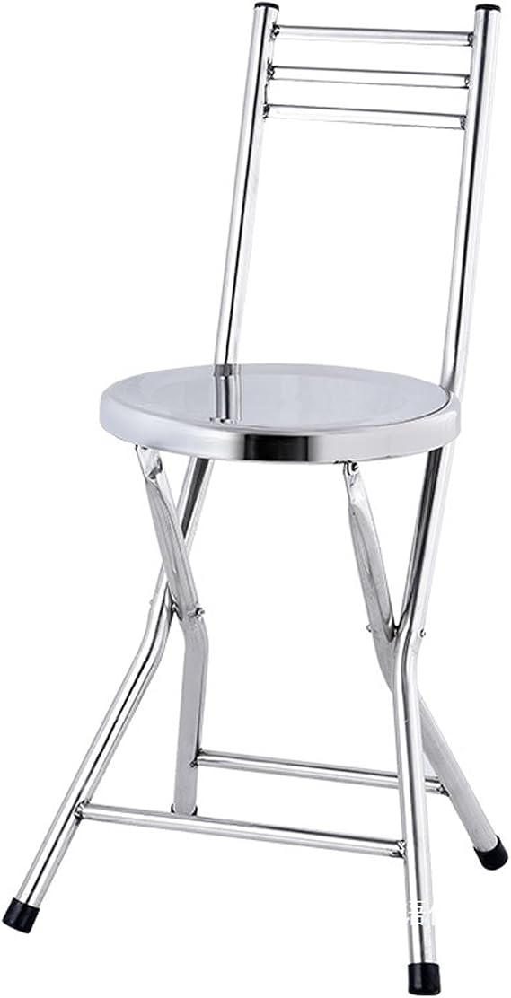 Folding Stool, Stainless Steel Bar Stool, Portable Leisure Stool with Non-Slip Foot Pads, Suitable for Home, Restaurants, Bars, Camping, Fishing Small