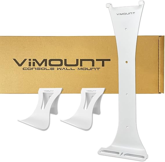 ViMount Wall Mount Metal Holder for Playstation 5 Disc and PS5 Digital with 2 Holders, Compatible with DualSense Gamepad in White Color