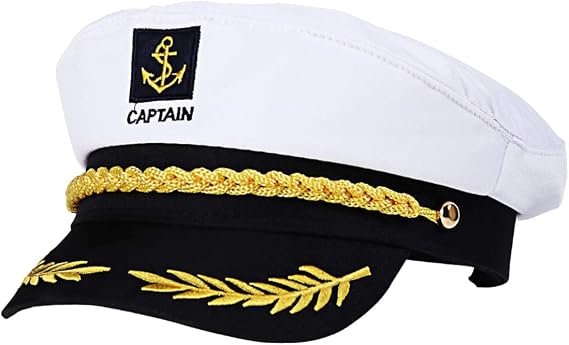 Captain Yacht Hat Boating Cap, Adjustable Sailor Marine Admiral Cosplay Hat for Men Women Kids Halloween Party Costume Accessories, White