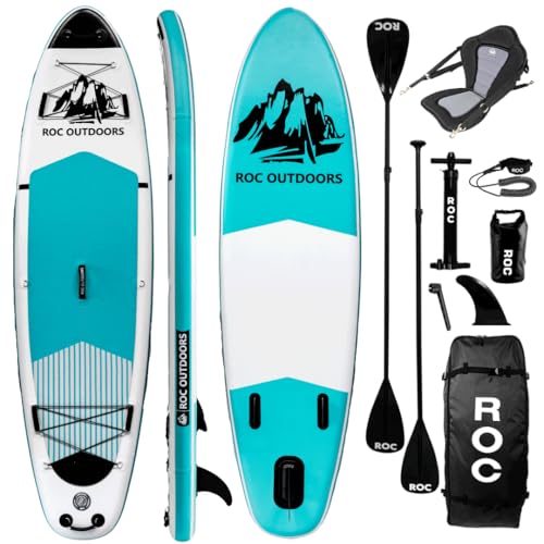 Roc Inflatable Stand Up Paddle Board with Premium SUP Paddle Board Accessories, Wide Stable Design, Non-Slip Comfort Deck for Youth & Adults
