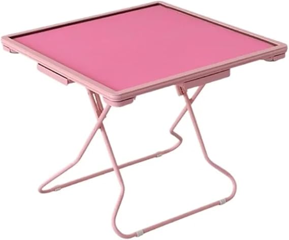 Folding Mahjong Table Mahjong Table, Foldable Game, Pink, Durable Dining With Small Drawer And Ashtray