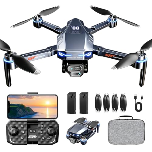 Drone with Camera for Adults 4k FPV Drone One Key Take OffLand Drones for Adults with 2 Batteries Mini Drone Brushless Motor Toy for Beginners