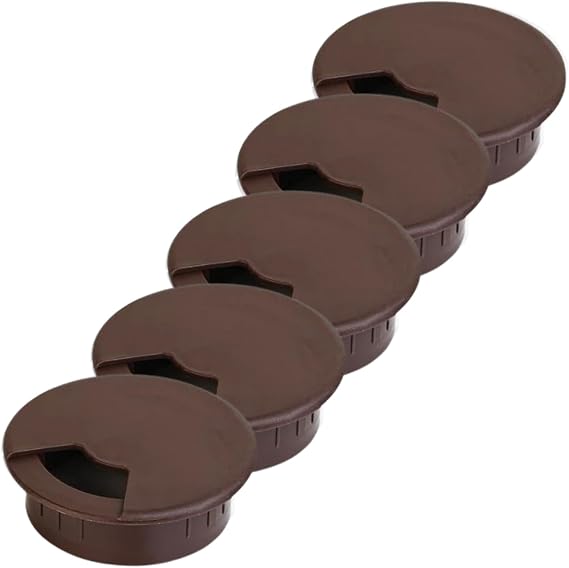 5 Adet Masa Üstü Kablo Kanalı Deliği Kapağı 6cm Masa Kablo Kapağı (Kahverengi)