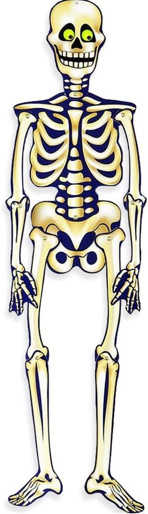Halloween Jointed Skeleton - 1 Count - Yellowish-White Indoor Hanging Decor for Spooky Decorations - Perfect for Haunted Houses & Parties