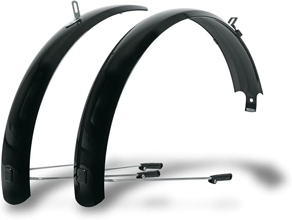 SKS GERMANY BLUEMELS Basic 26 Inch 53 mm Black Set Mudguard Set, Bicycle Accessories (Robust Sandwich Construction, ASR Safety System, V-Struts with Fixed Bridges for Flexible Adjustment), Black