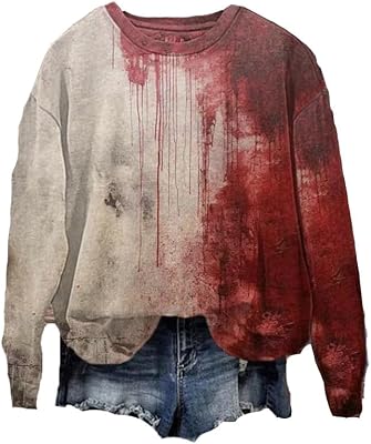Im Fine Women Bloody T Shirt,Im Fine T Shirt Long Sleeve Sweatshirt Halloween Blood Shirt