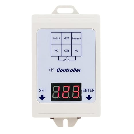 Geevorks DC 8-35V Digital Voltage Meter, LED Display Timer Relay Switch Module with Case, for Over Under Voltage Control