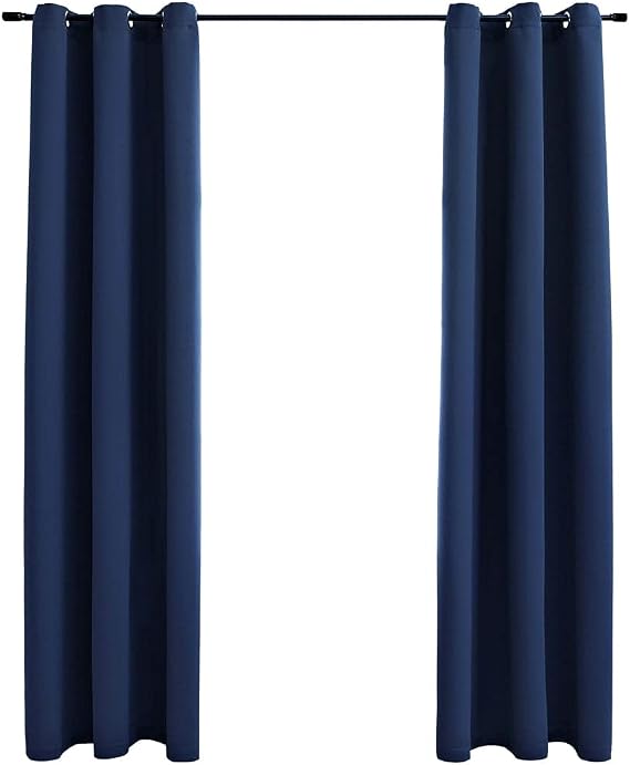 Blackout Curtains for Bedroom - Thermal Insulated with Grommet Top Room Darkening Window Curtains for Living Room,Blackout Curtains with Rings 2 pcs Navy Blue 37"x84" Fabric