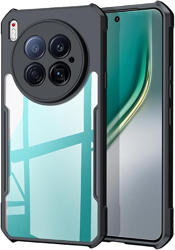 Case Compatible with Tecno Camon 40 Premier, Airbag Protection Transparent PC Back + Soft TPU Frame, Anti-scratch Protective Case-Black
