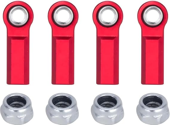 1/10 RC Crawler Rod Ends,4pcs M4 Aluminum Chassis Link Steering Rod Straight Rod Ends/Bend Rod Ends for 1/10 RC Crawler SCX10 TRX4 Capra VS4-10 Wraith ((Straight 7mm Red))