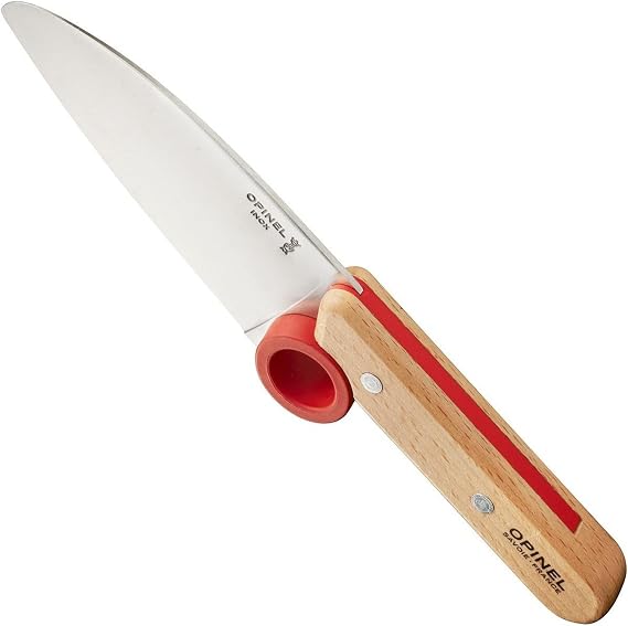 Opinel Le Petit Chef Knife Set, Chef Knife with Rounded Tip, Fingers Guard, For Children, Teaching Food Prep and Kitchen Safety, 2 Piece Set, Made in France