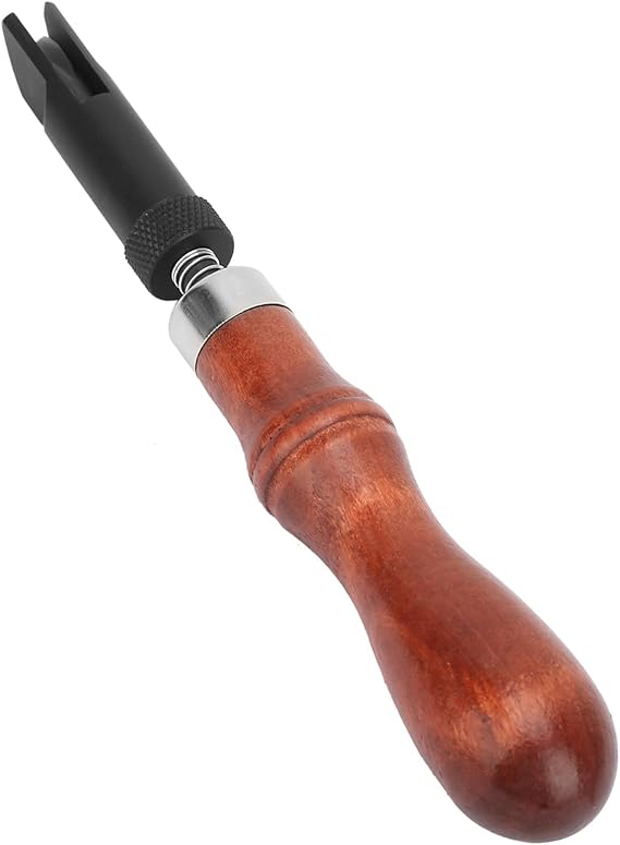 V Type Push Groover, Leather Craft hand Tool Adjustable Handle Leather Groover Craft Gouge Tool Edge Beveler for DIY Craft