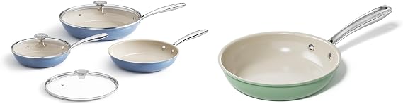 Redchef Nonstick 7-Piece Fry Pan Set, 8, 9.5, and 11 Inch Frying Pans with Tempered Glass Lids, Stay-Cool Handles, Dishwasher & Oven Safe, Induction Safe, Compatible with All Cooktops