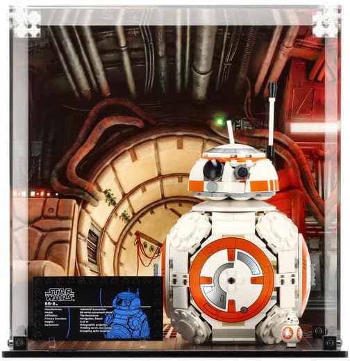 Display Case Compatible with LEGO 75452 BB-8 Astromech Droid - Display, Special Edition (Printed Back & Base Panel)