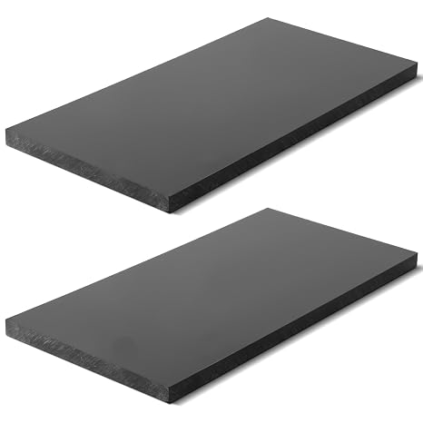 2 Pcs HDPE Plastic Sheet Panel, 1/2" Thick, Size 6" x 12", Black High-Density Polyethylene Solid Plastic Panel for DIY Projects, Handicrafts, Heavy-Duty Industrial Equipment, and Home Decoration.