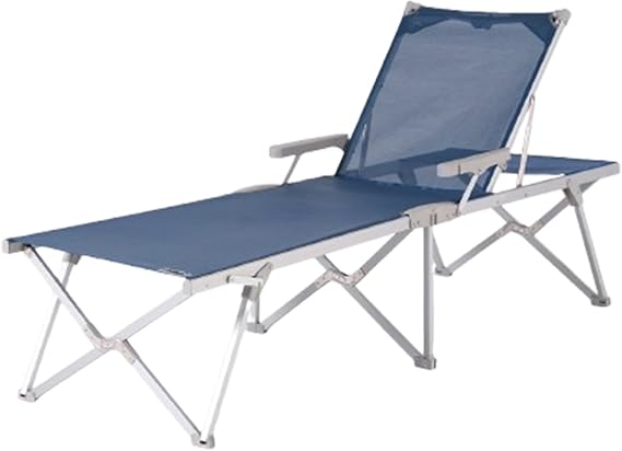 Foldzen Katlanabilir Şezlong | 5 Kademe Ayarlı, UV Korumalı Kumaş, Hafif ve Taşınabilir, 120 Kg Taşıma Kapasiteli, Alüminyum Gövdeli Plaj-Bahçe-Havuz Şezlongu (Neon Yeşil/Lacivert) (Lacivert)