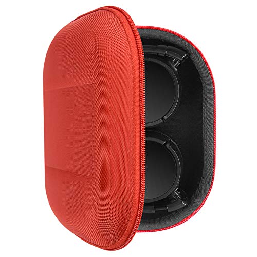 Geekria Shield Headphones Case Compatible with Sony MDR-ZX300, MDR-ZX310, MDR-XB200, MDR-ZX100, MDR-ZX110 Case, Replacement Hard Shell Travel Carrying Bag with Cable Storage Red
