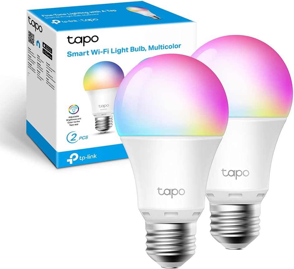 TP-Link Tapo L530E 2-pack, 8.7W, 2.4GHz, 16,000,000 Tones, Works with E27 Hear, Amazon Alexa and Google Home, Color Changeable, No Hub Required, Multi-Color Smart Wi-Fi Bulb