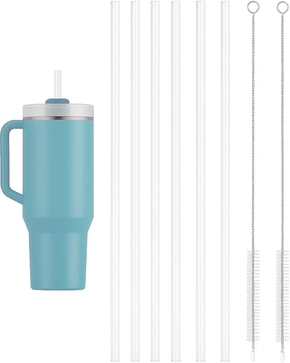 Stanley Straw Replacement 6 -Pack- 40oz/30oz Tumbler Compatible with cleaning Brushes