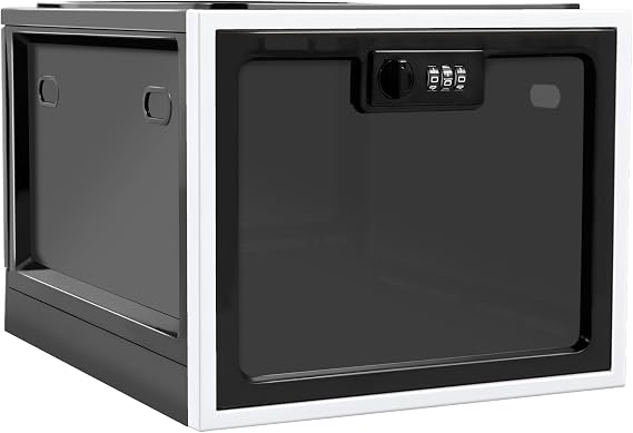 Locking Storage Container, Large Medication Lockable Container for Refrigerator Lockable Box with Code Food Safe Locking Box for Medicine, Food, Phone, Office Documents Safety (Black)