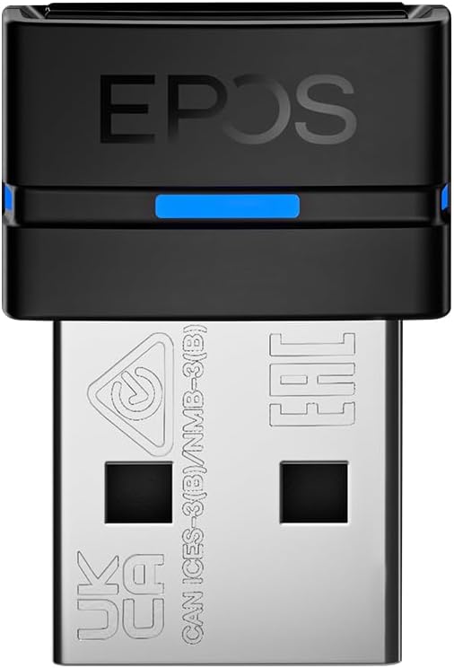 EPOS The USB dongle Provides Connection to All Bluetooth Devices in The Adapt, Expand & Impact Series. Use with an Impact 5000 Series Base Station for Mobile connectivity.