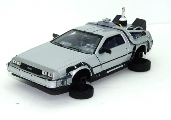 Welly 22441FV Delorean Time Machine Back To The Future II with Adjustable Hover Mode Wheels 1:24 Scale, Siliver