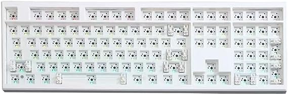 GMK108 Barebones Mechanical Keyboard Kit,VIA Programmable Gasket Mounted BT5.0/2.4GHz/Type-C Tri-Mode Wired Hot-Swap RGB Backlit Full Size Custom PCB DIY Mechanical Keyboard Kit(White)