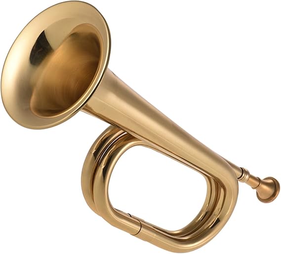 B Flat Bugle Call Trumpet Brass Cavalry Horn with Mouthpiece for School Band Brass Musical Instrument Beginner Trumpet