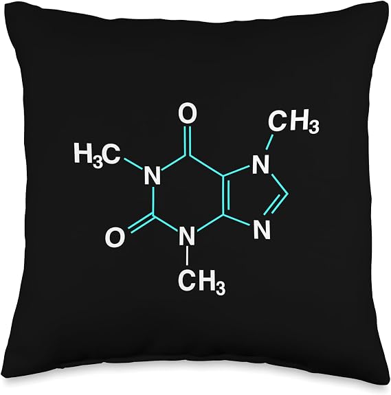 Caffeine Molecule - Funny Coffee Chemistry Throw Pillow