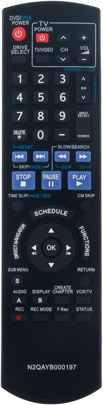 N2QAYB000197 Replace Remote Control Compatible with Panasonic DVD Recorder