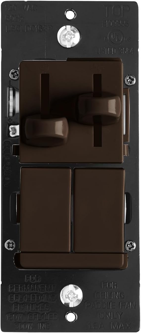 Legrand LS Series 450W LED Dimmer Switch and 1.6A Fan Control Brown 1 Pack