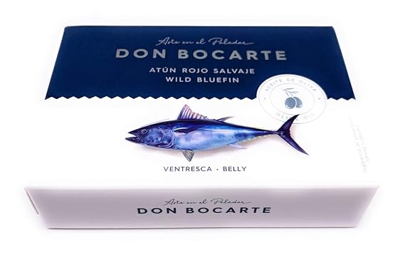 Don Bocarte Wild Bluefin Tuna Belly (Ventresca) Preserved in Extra Virgin Olive Oil Product of Spain 7.59 OZ - 215g Tin