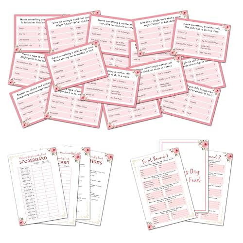 Mothers Day Family Feud Game, Blush Pink Floral Friendly Feud Quiz Mothers Day Brunch Games, Family Reunion Activities, Mothers Day Party Decorations, 07