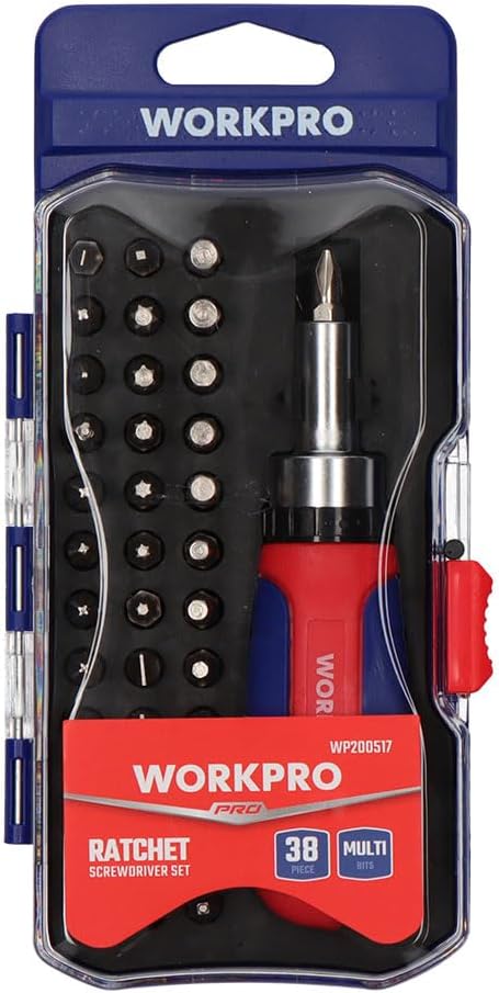 WORKPRO WP200517 38 Parça Profesyonel CR-V Cırcırlı Bits Tornavida Seti