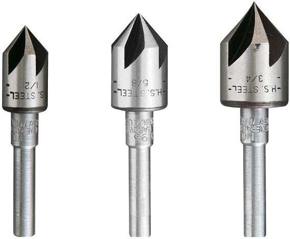 General Tools 3 Piece Countersink Bit Set #195ST, Includes 1/2 in., 5/8 in. and 3/4 in. Bits