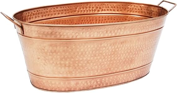 ACHLA Designs Oval Hammered Copper Plated Tub