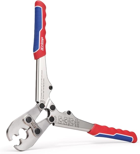 iCrimp IWS-1234AS 1/2" & 3/4" Combo PEX-B Stainless Steel Sleeve Press Tool, PEX-B Crimping Tool