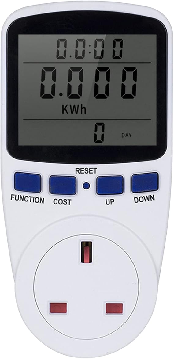 Electricity Usage Meter LCD Display Electricity Usage Power Meter Socket Energy Watt Volt Amps Wattage KWH Consumption Analyzer Monitor Outlet- AC230V~250V