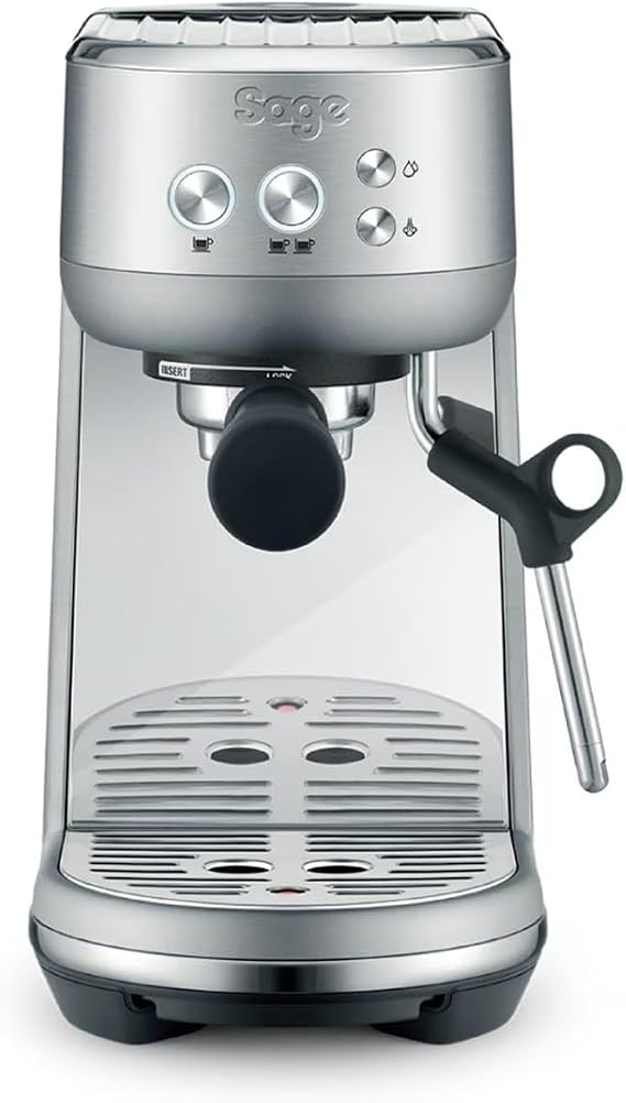 Sage - The Bambino - Compact Coffee Machine with Automatic Milk Frother, Brushed Stainless Steel | 54mm Portafilter & Manual Steam Rod, Fast Heating, Volumetric Control 1 & 2 Cup