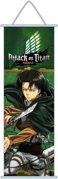 hanaiette 1pc Premium Wall Art Hanging Poster,Attack On Titan Canvas Painting with Scroll Wood Hanger Decor For anime lovers (style3)