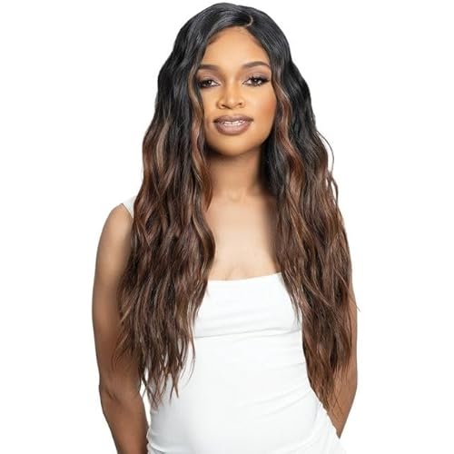 Janet Collection melt NUSKIN Invisible Lace Knots TAU Wig UHD Deep Part, Pre-Plucked Hairline, Baby Hairs, Transparent Swiss Lace Front Wig, Glueless Natural Look COLOR 1B